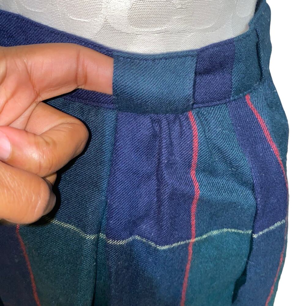 Vintage Basler Blue Tartan Plaid Wool Pleated Midi Skirt - Picture 4 of 8